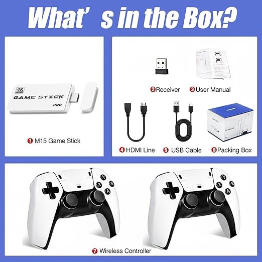 2026 Upgrade Retro Game Stick, 64 GB, with 20,000+ Built-in Classic Video Games, Retro Gaming Console with 23 Emulators, Plug & Play for TV Video Gaming Stick HDMI Output with Dual 2.4G Controllers